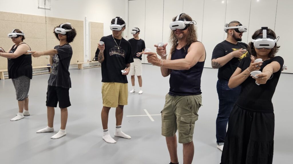 Virtual Realm event Six adults playing virtual reality games